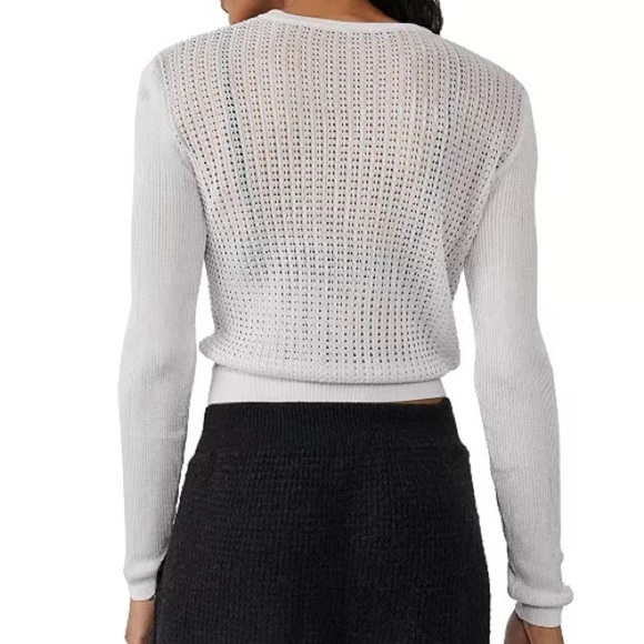 NWT Free people H20 Crewneck Pullover Sweater open knit white found moon M - Picture 3 of 7